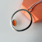 Silver Circle Pendant with Enamelled Oval in Orange - MaisyPlum