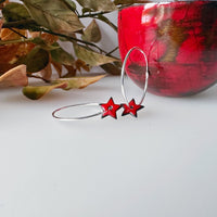 Silver Hoop Earrings with Enamel Star - MaisyPlum