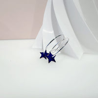 Silver Hoop Earrings with Enamel Star - MaisyPlum