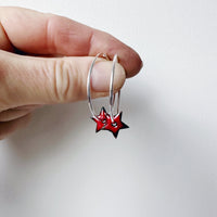 Silver Hoop Earrings with Enamel Star - MaisyPlum