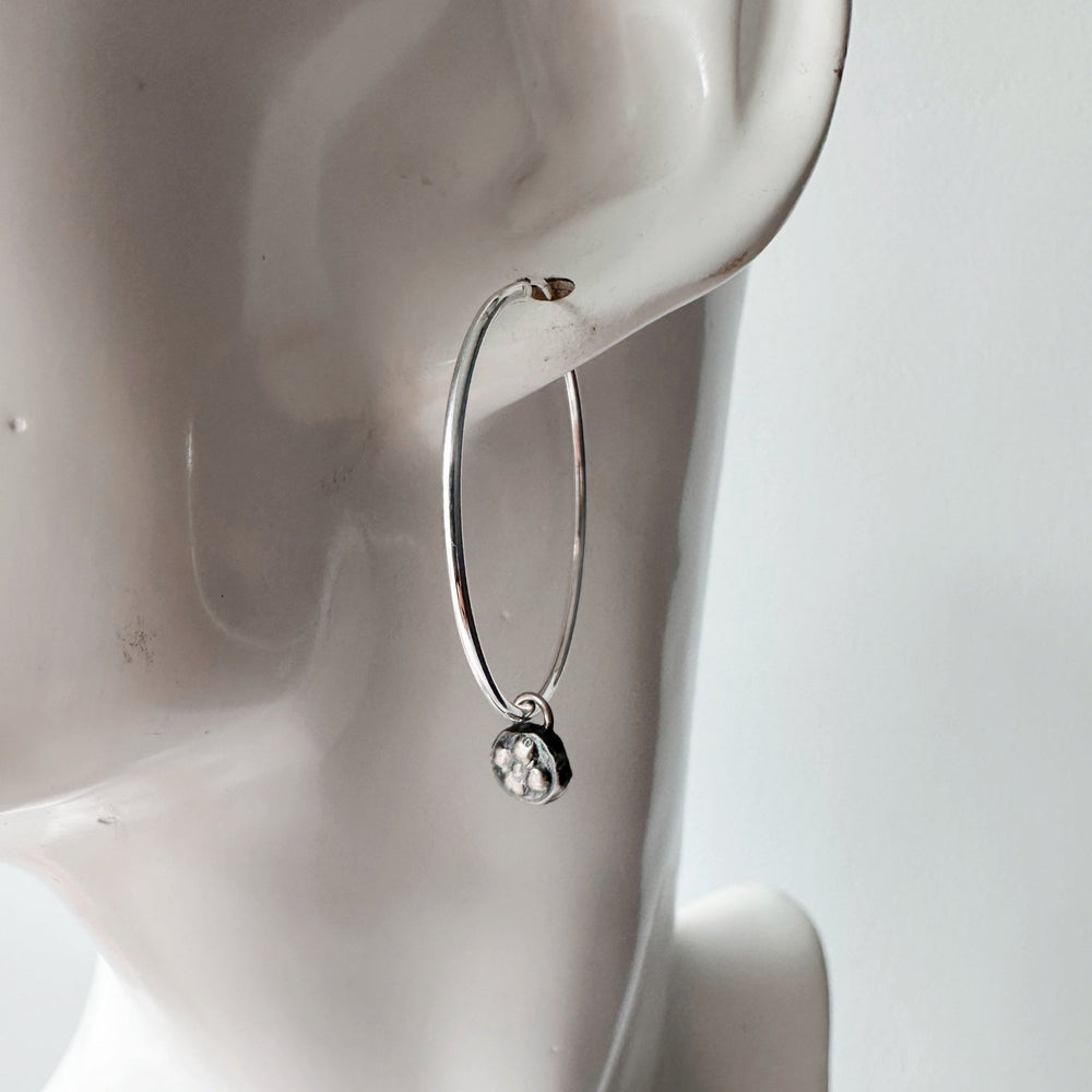 Silver Hoop Earrings with Floral Charm - MaisyPlum