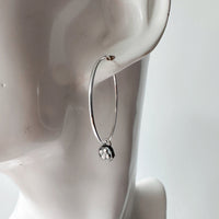 Silver Hoop Earrings with Floral Charm - MaisyPlum