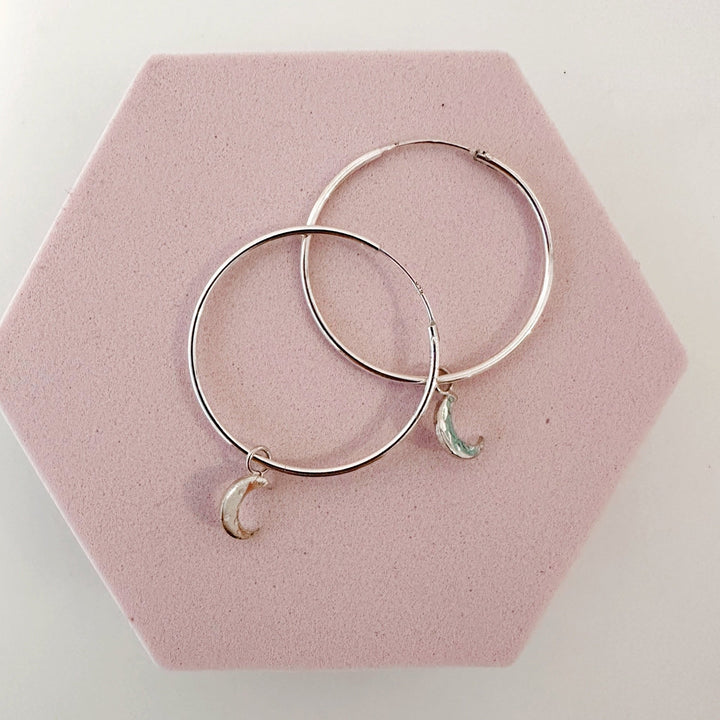 Silver Moon Hoop Earrings - MaisyPlum