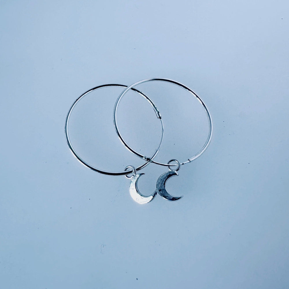 Silver Moon Hoop Earrings - MaisyPlum