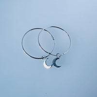 Silver Moon Hoop Earrings - MaisyPlum
