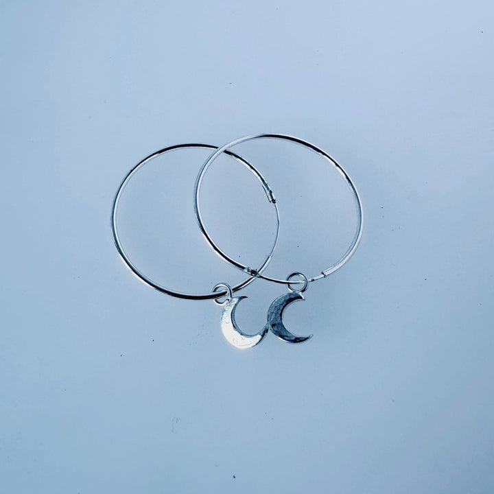 Silver Moon Hoop Earrings - MaisyPlum