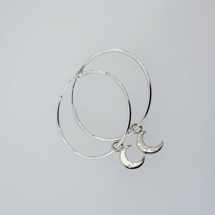Silver Moon Hoop Earrings - MaisyPlum