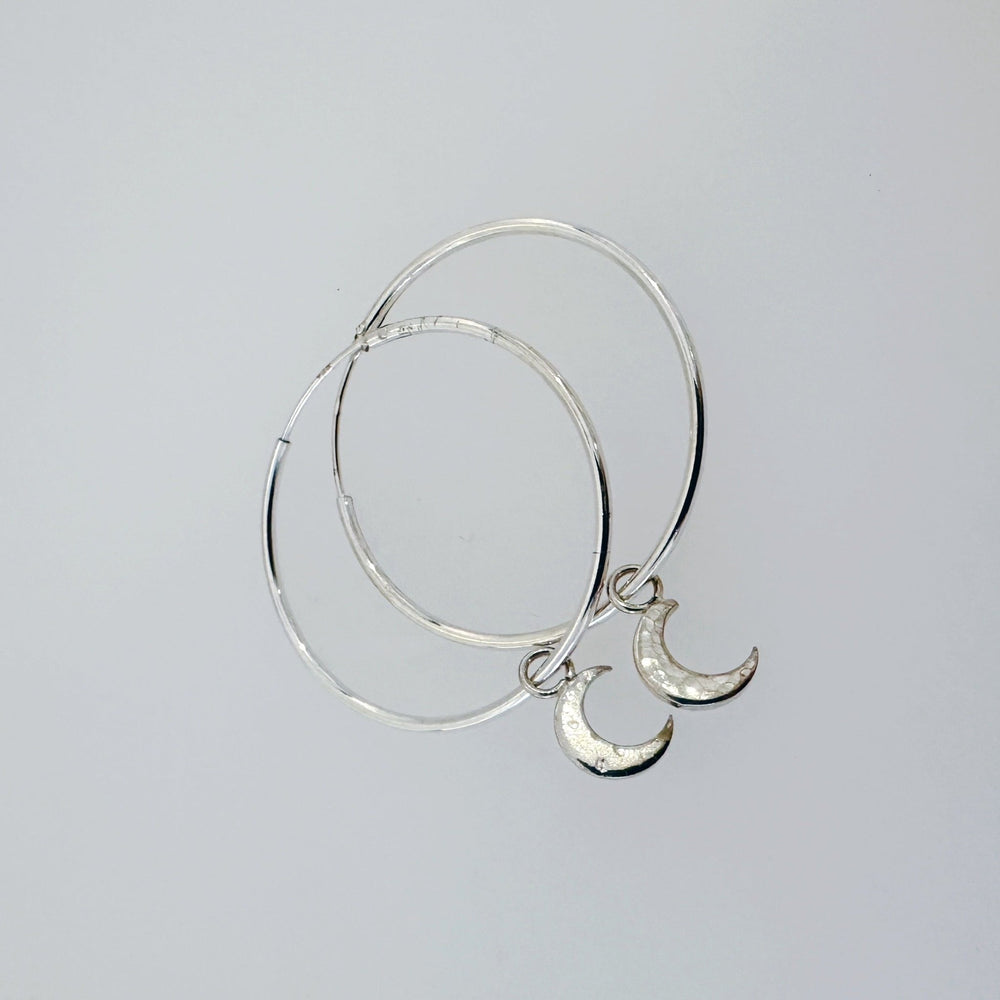 Silver Moon Hoop Earrings - MaisyPlum