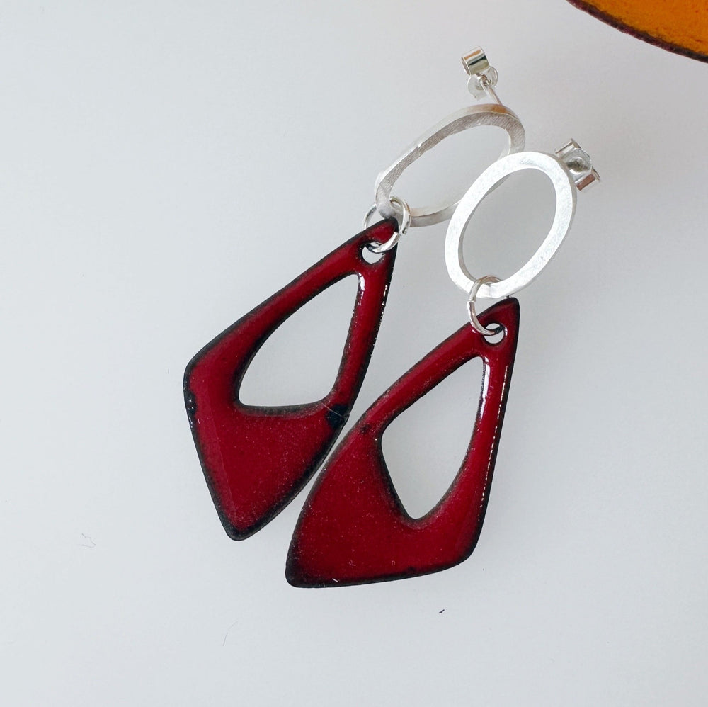 Silver Oval and Triangle Earrings - MaisyPlum