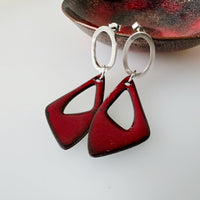 Silver Oval and Triangle Earrings - MaisyPlum
