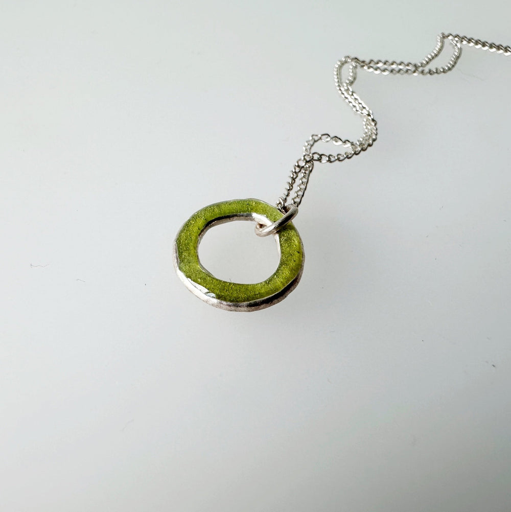 Sterling Silver Enamel Circle Necklace - MaisyPlum