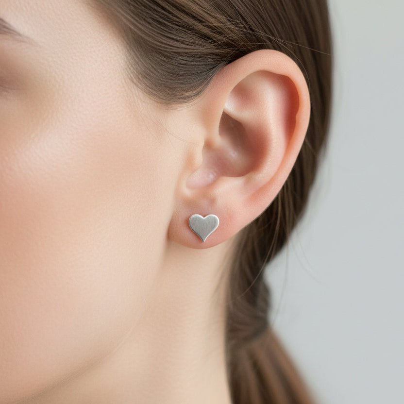Sterling Silver Heart Stud Earrings - MaisyPlum