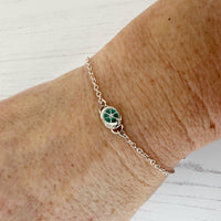 Sterling Silver Pinwheel Bracelet with Green Enamel - MaisyPlum