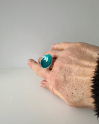 Turquoise Enamel Disc Cocktail Ring - Large - MaisyPlum