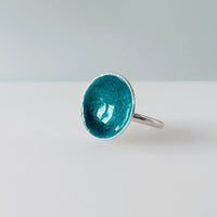 Turquoise Enamel Disc Cocktail Ring - Large - MaisyPlum