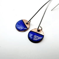 Two Tone Copper Enamel Disc Earrings - Handmade Modern Geometric Jewellery - MaisyPlum