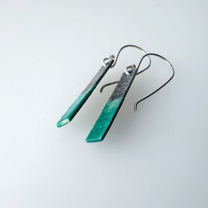 Two Tone Silver Enamel Bar Earrings in turquoise - MaisyPlum