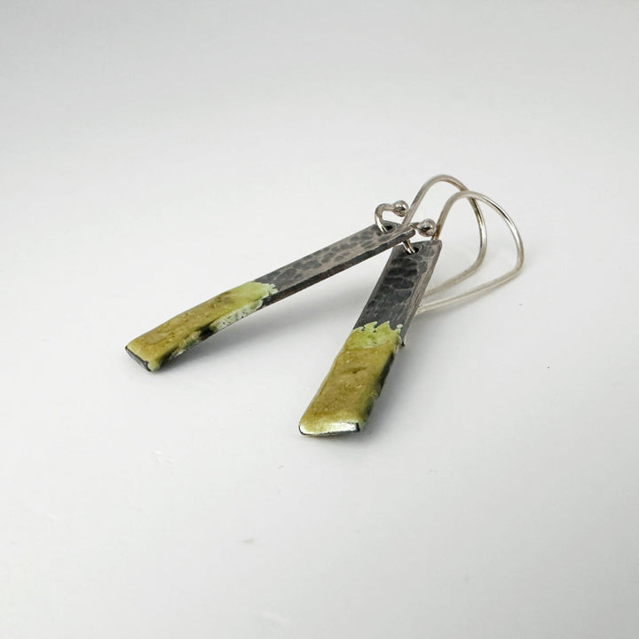 Two Tone Silver Enamel Bar Earrings - MaisyPlum