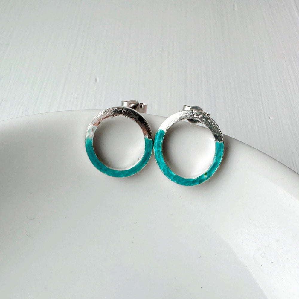 Two Tone Silver Halo Earrings - MaisyPlum