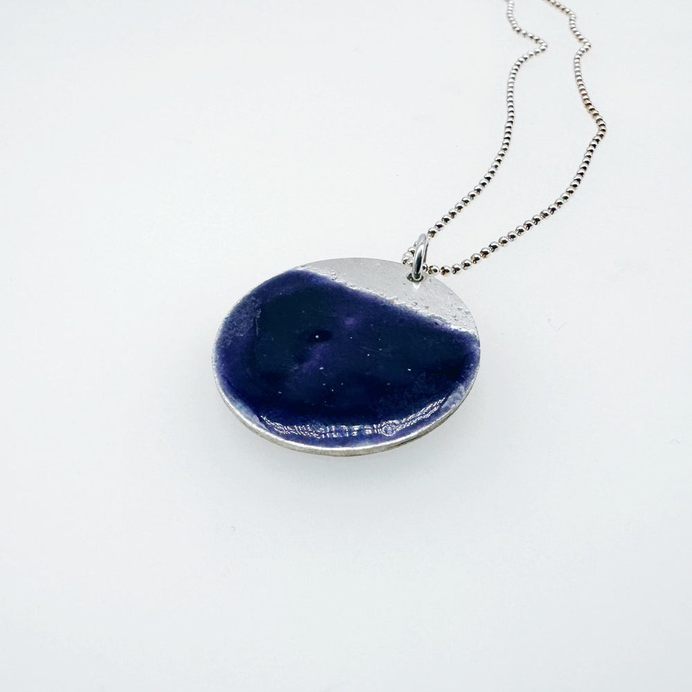 Two Tone Sterling Silver and Enamel Disc Pendant - Large - MaisyPlum