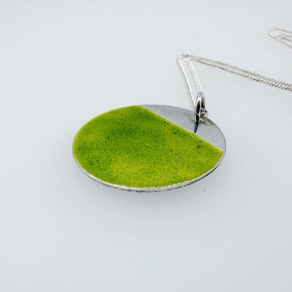 Two Tone Sterling Silver and Enamel Disc Pendant - Large - MaisyPlum