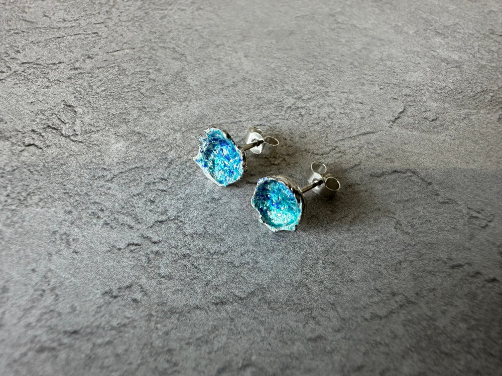 Molten Collection - Water Cast Silver & Enamel Stud Earrings