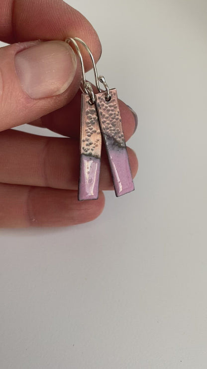 Video of fingers holding copper enamel earrings on ear wires - MaisyPlum 