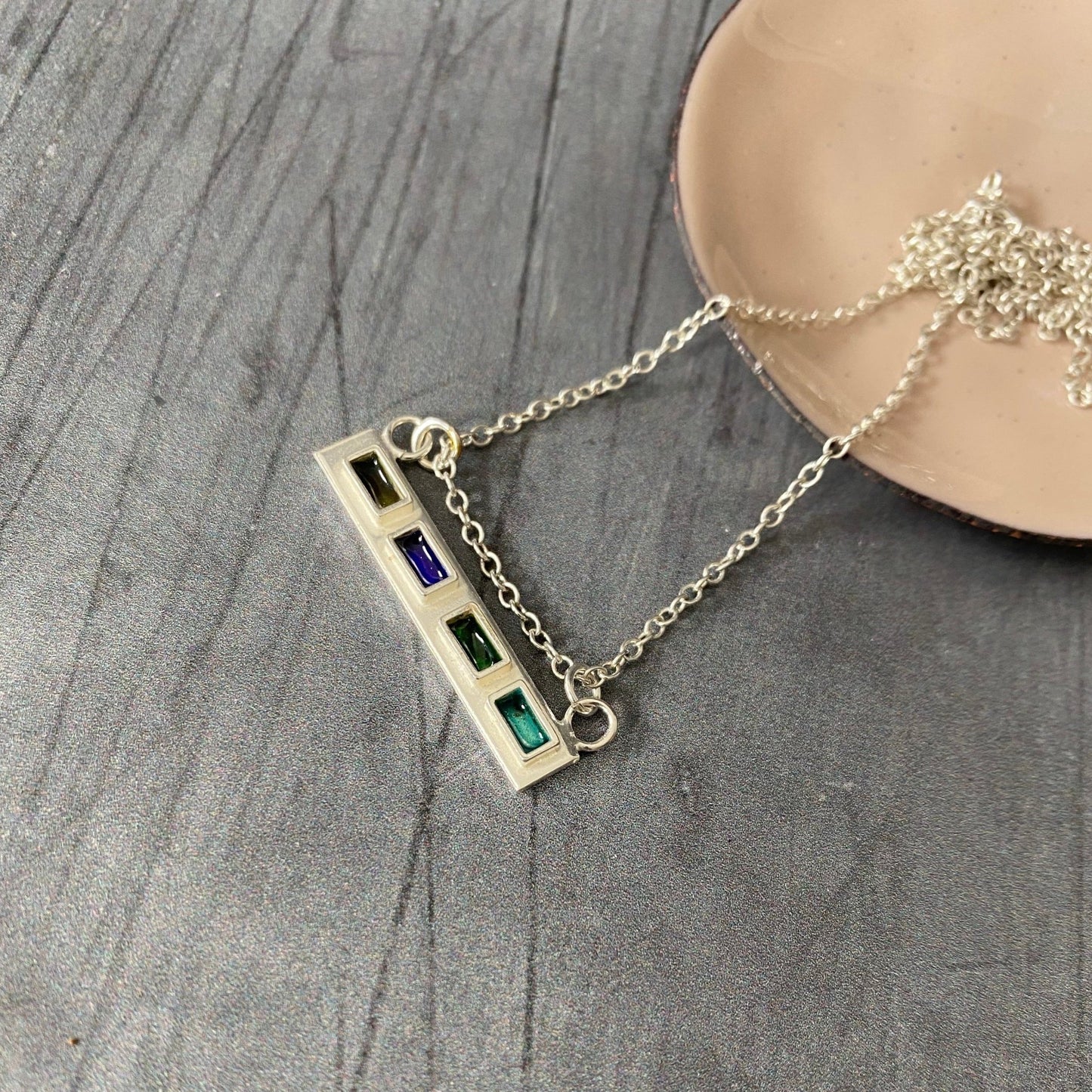 Block Enamel Bar Necklace - MaisyPlum