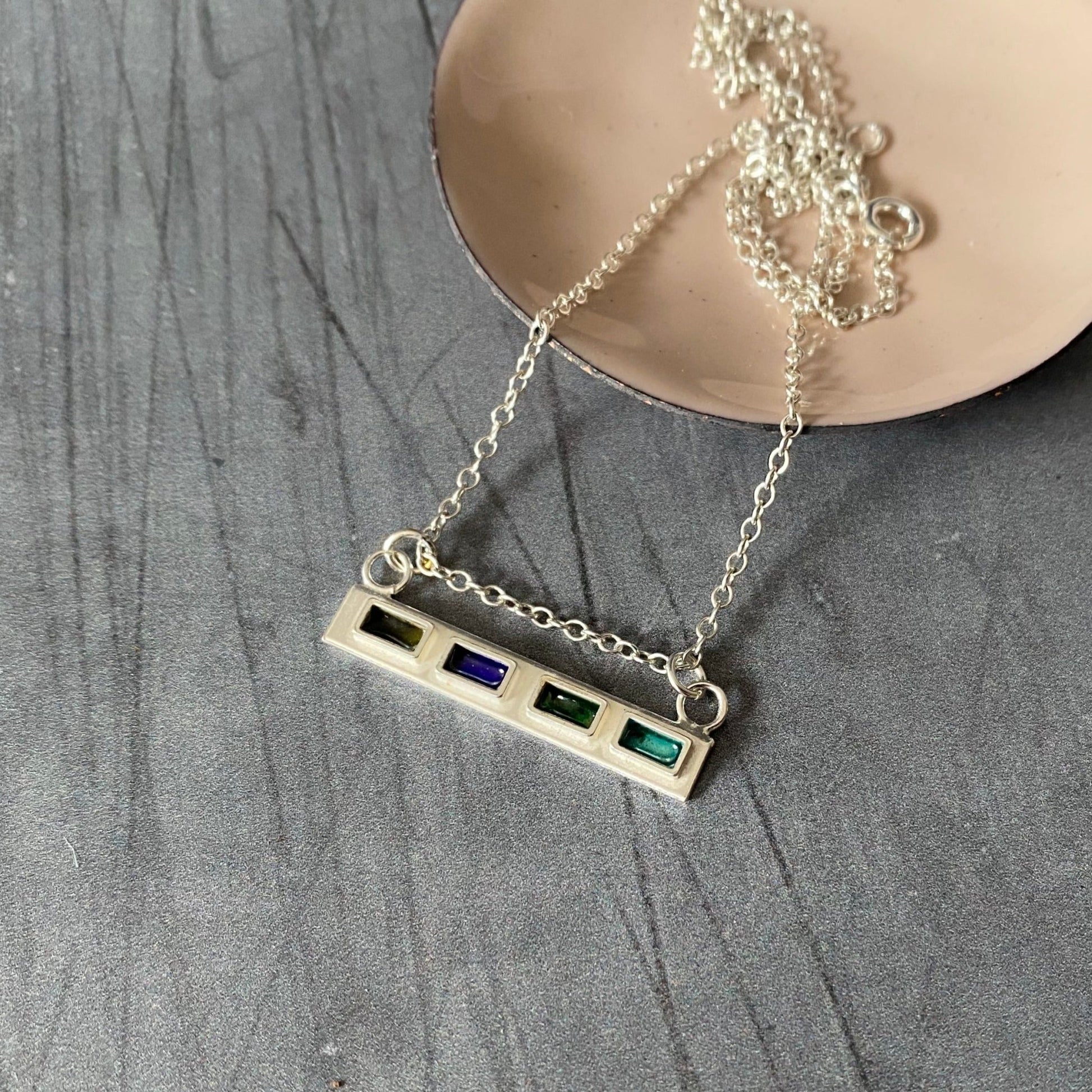 Block Enamel Bar Necklace - MaisyPlum