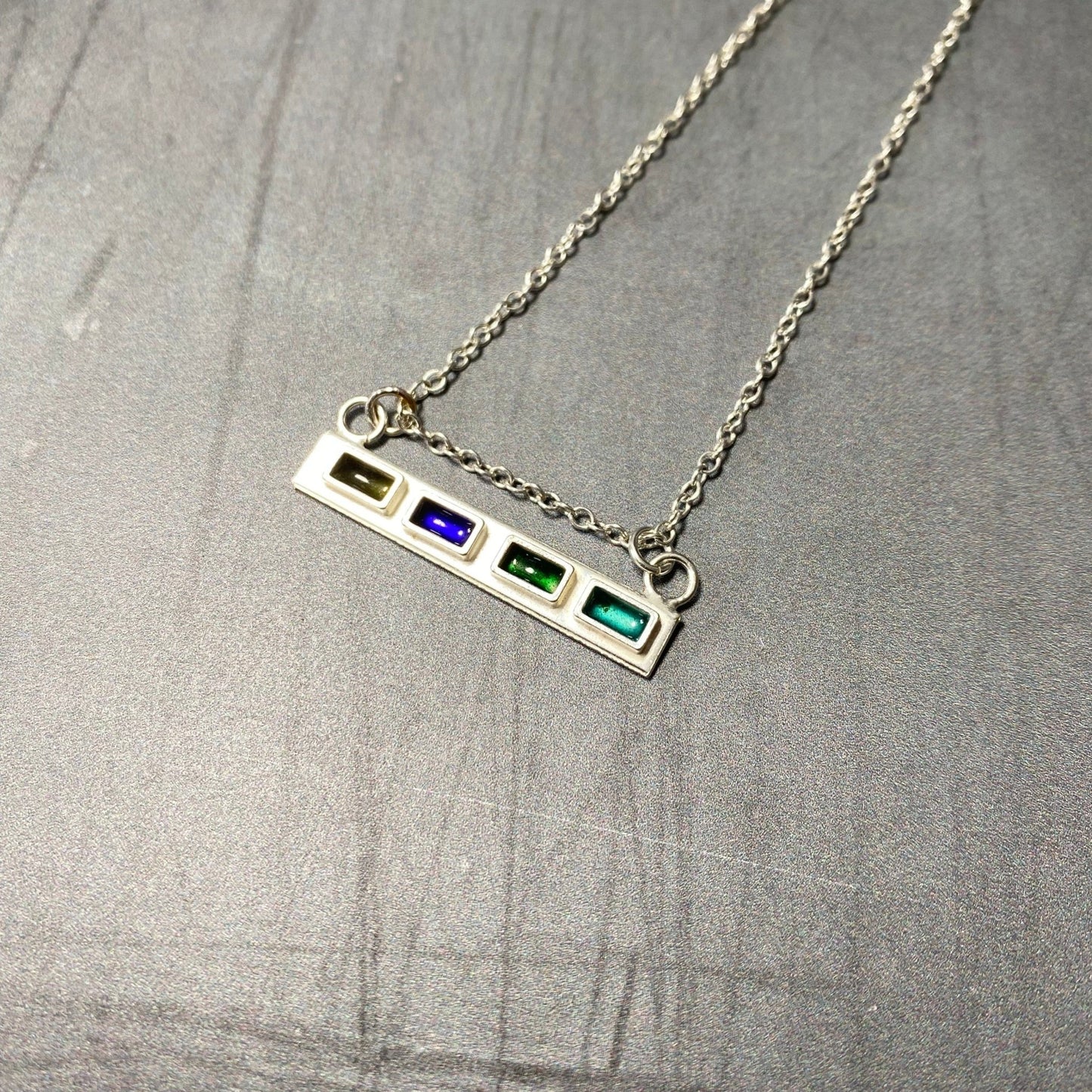 Block Enamel Bar Necklace - MaisyPlum