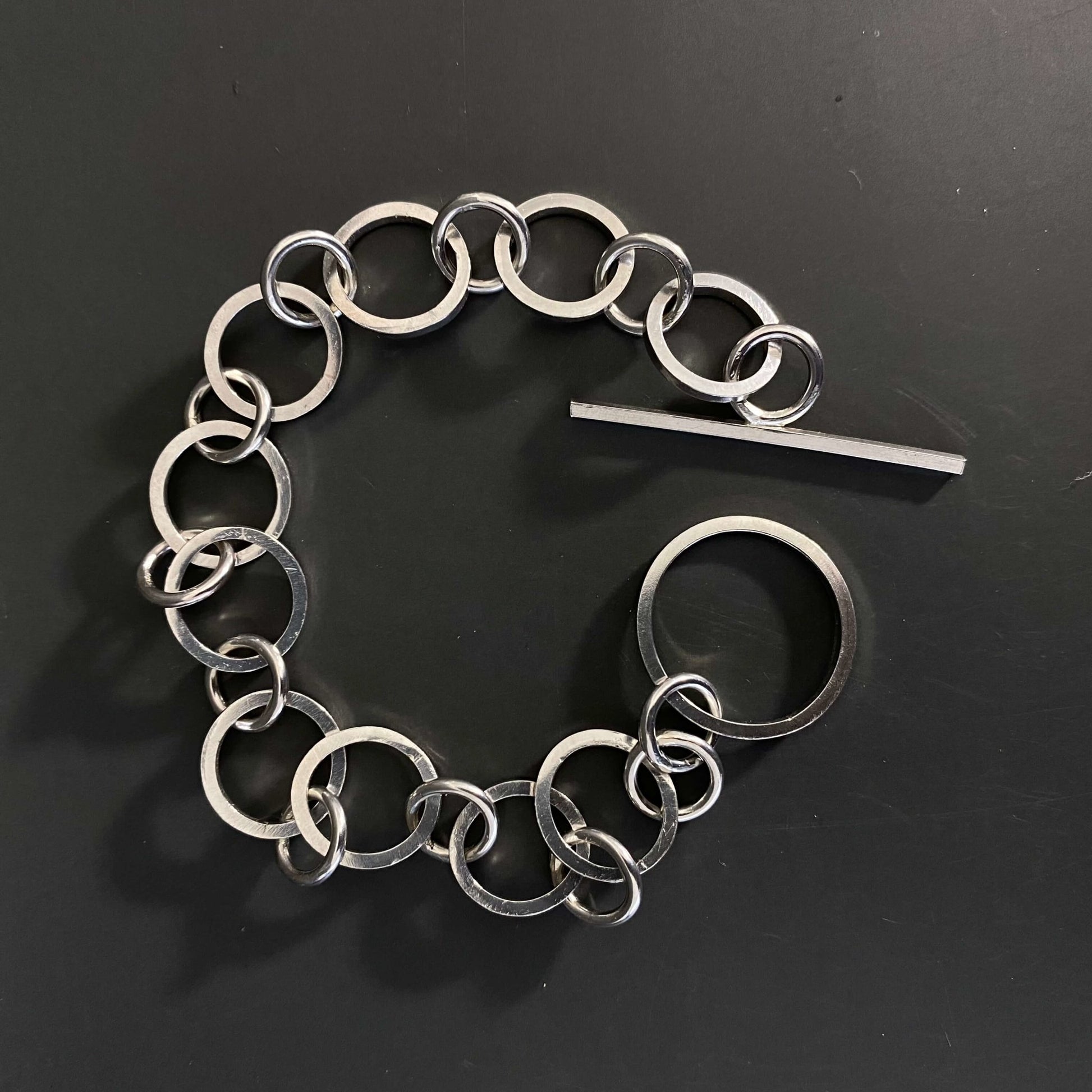 Contemporary Handmade Chunky Sterling Silver Circle Bracelet - MaisyPlum