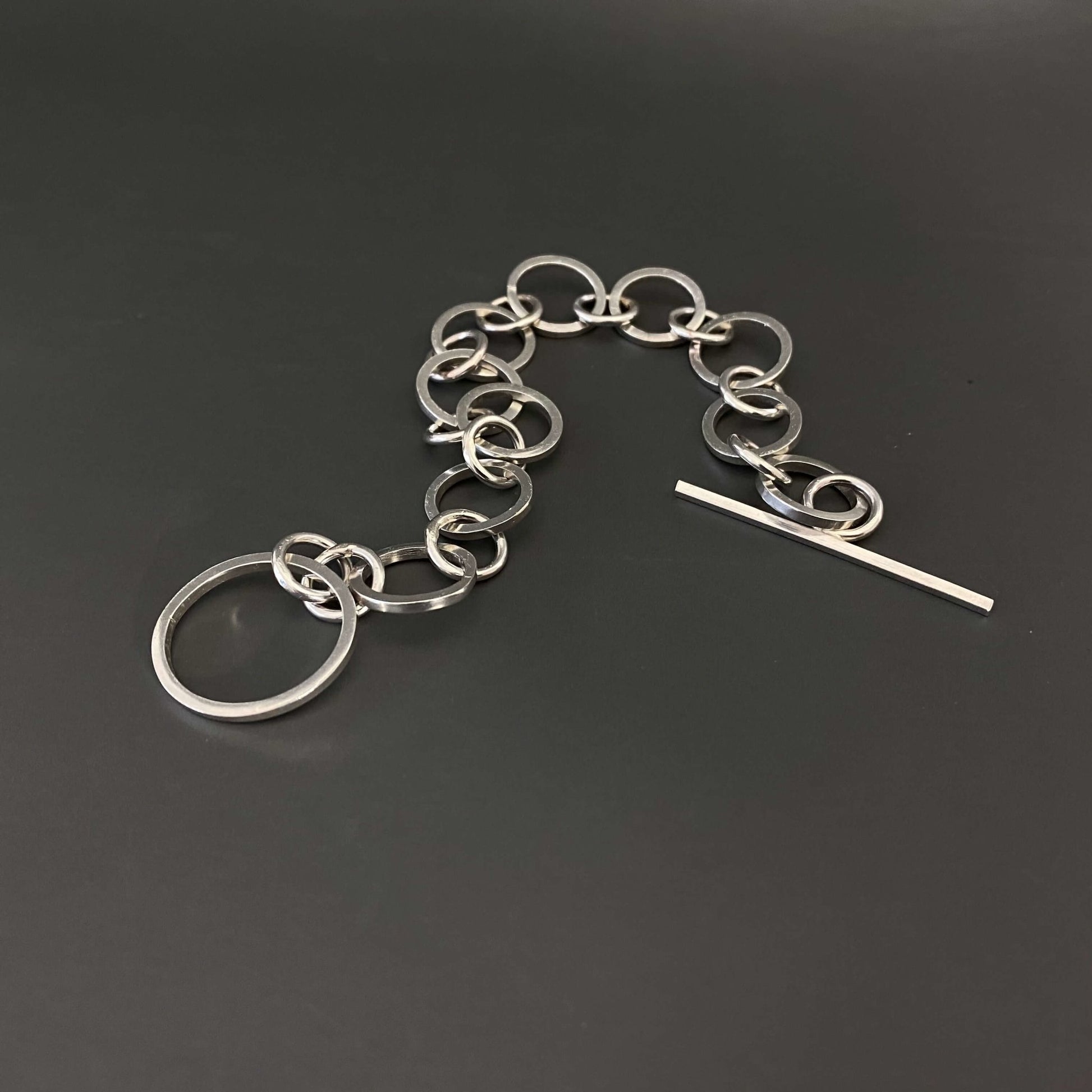 Contemporary Handmade Chunky Sterling Silver Circle Bracelet - MaisyPlum