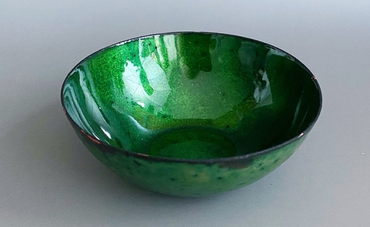 Deep Copper Enamel Bowl - Emerald Green - MaisyPlum