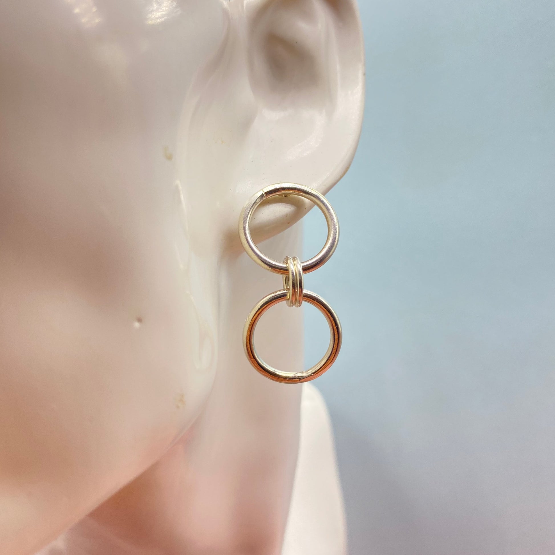 double silver circle drop earrings-MaisyPlum