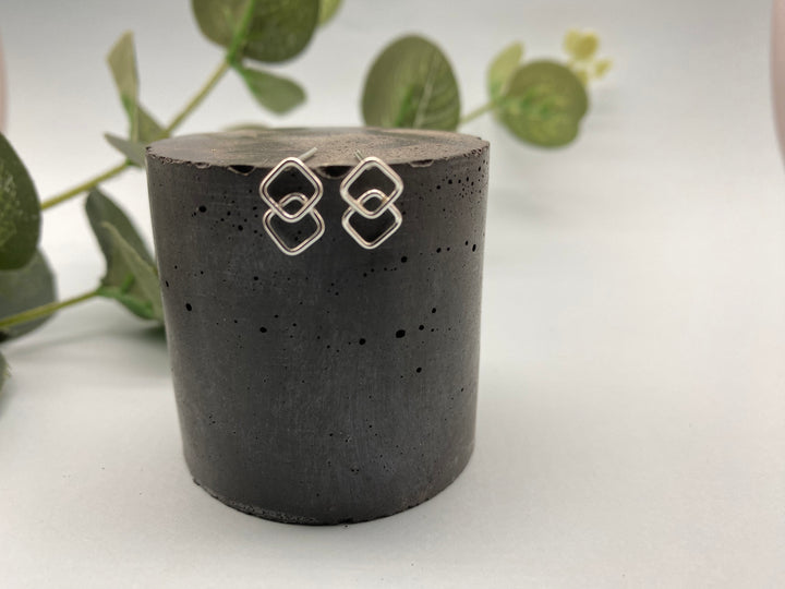Double Silver Square Studs
