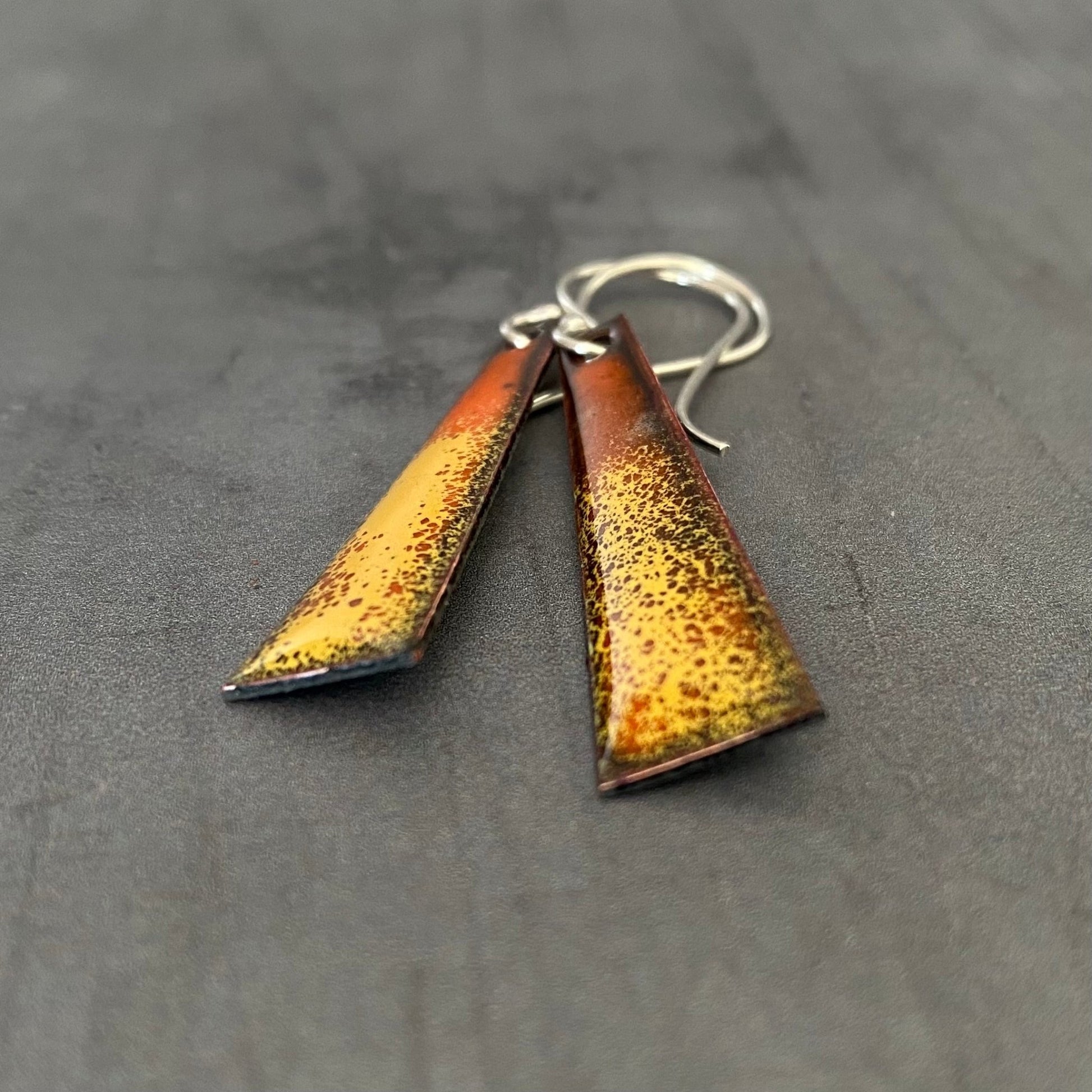 Lava Triangle Earrings in orange and yellow enamel - MaisyPlum