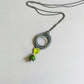 Oxidised Silver Pendant with Torch Fired Beads , Geometric Jewellery, Green Enamel Necklace - MaisyPlum