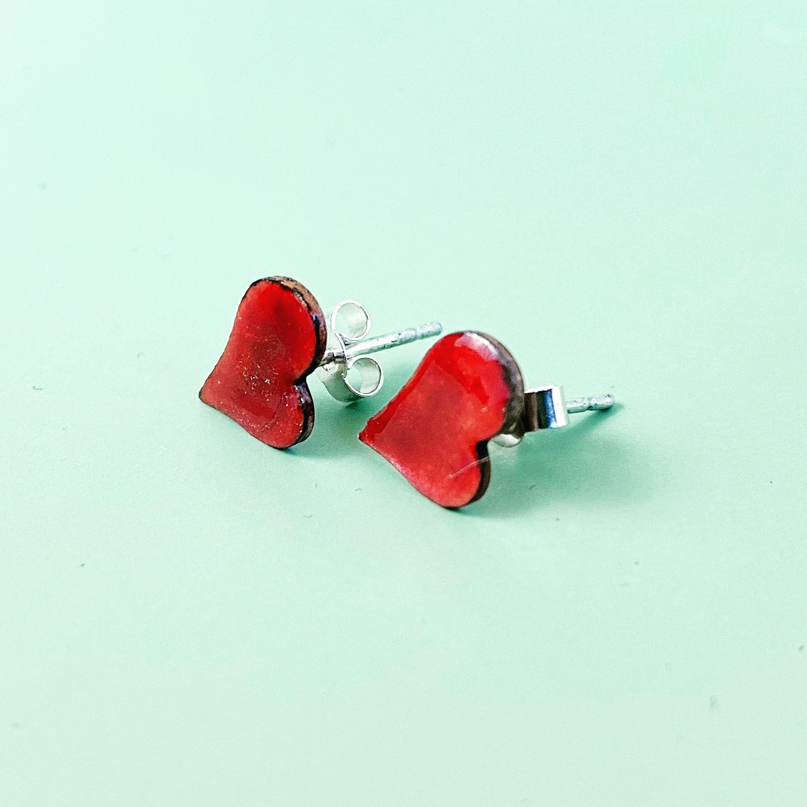 Red Enamel Heart Stud Earrings - MaisyPlum
