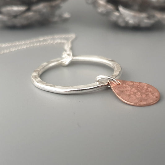 Silver and Copper Hoop Pendant - MaisyPlum