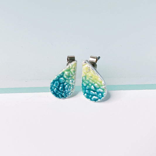 Silver Teardrop Enamel Stud Earrings - MaisyPlum