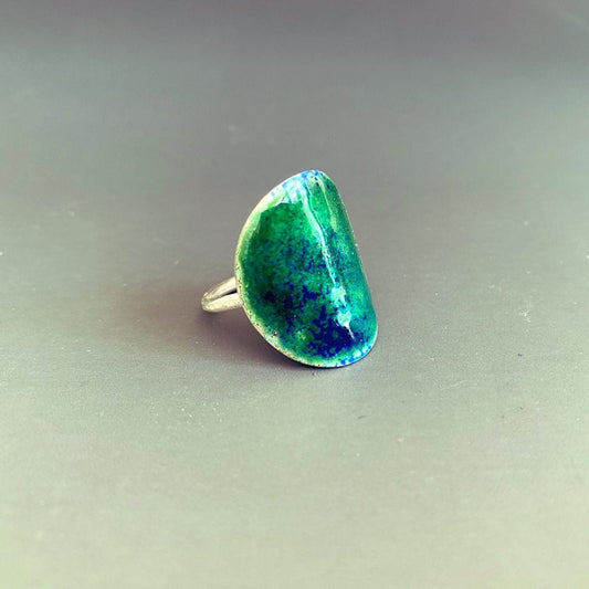 Statement Enamel Oval Ring - Size Q - MaisyPlum