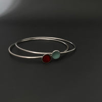 Sterling Silver Enamel Disc Bangle - MaisyPlum