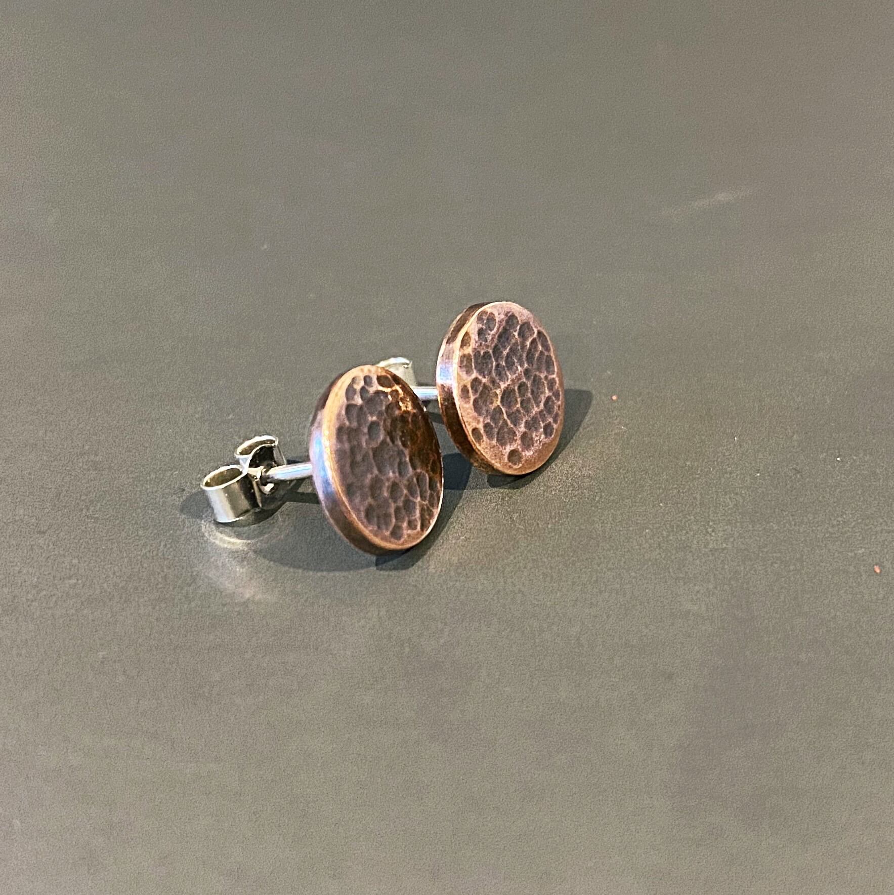Textured Copper Disc Stud Earrings - MaisyPlum