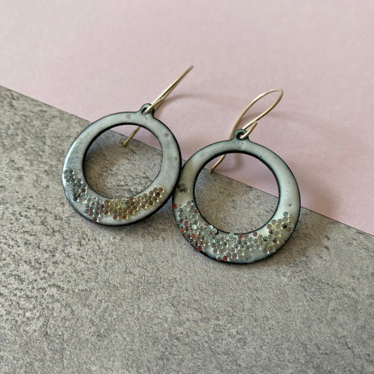 Textured Enamel Hoop Earrings - MaisyPlum