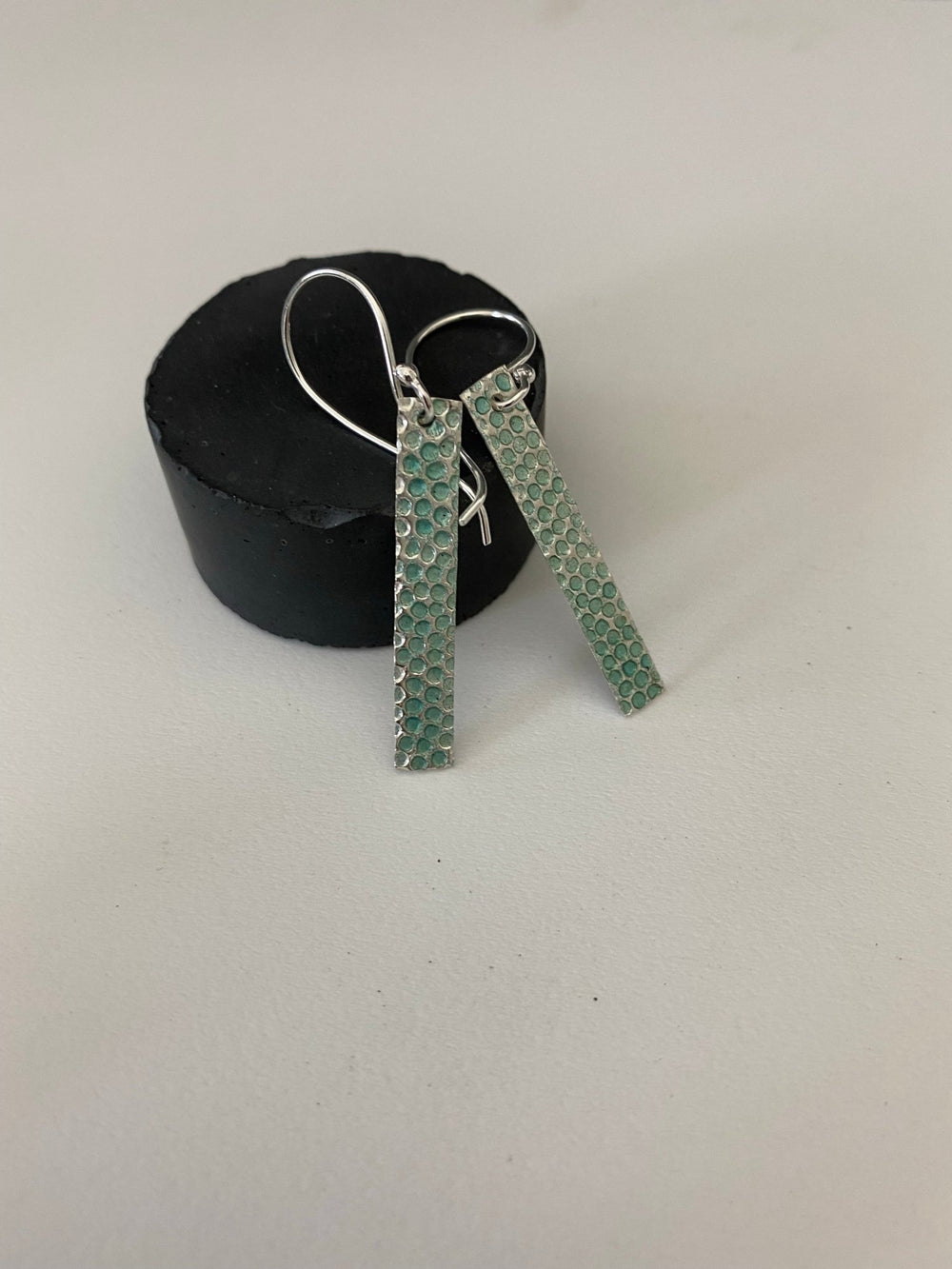 Textured Silver Bar Earrings - MaisyPlum