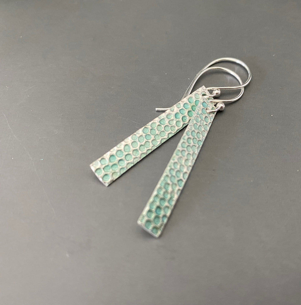 Textured Silver Bar Earrings - MaisyPlum