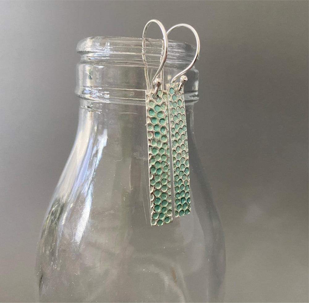 Textured Silver Bar Earrings - MaisyPlum