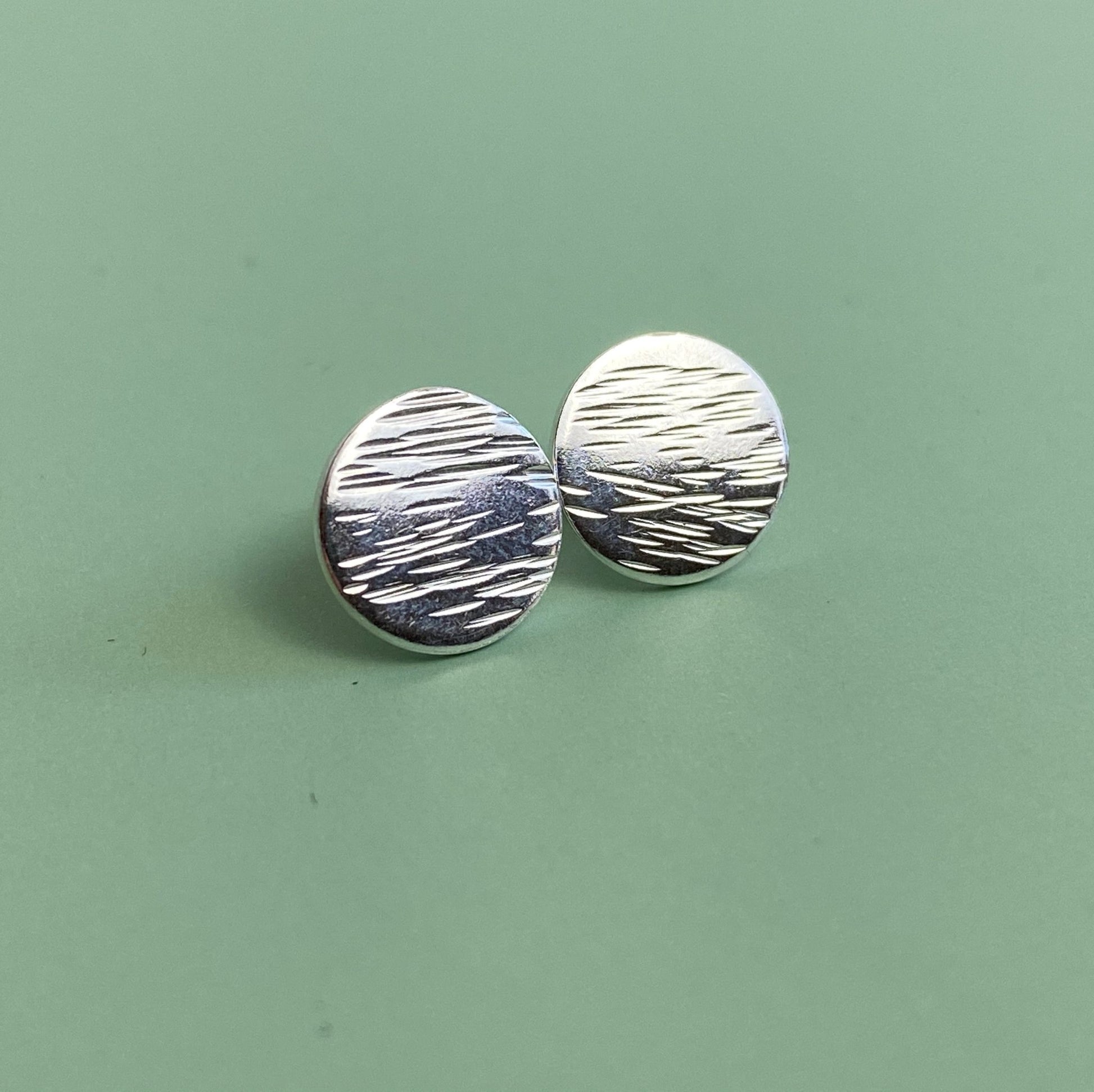 Textured Silver Stud Earrings - MaisyPlum