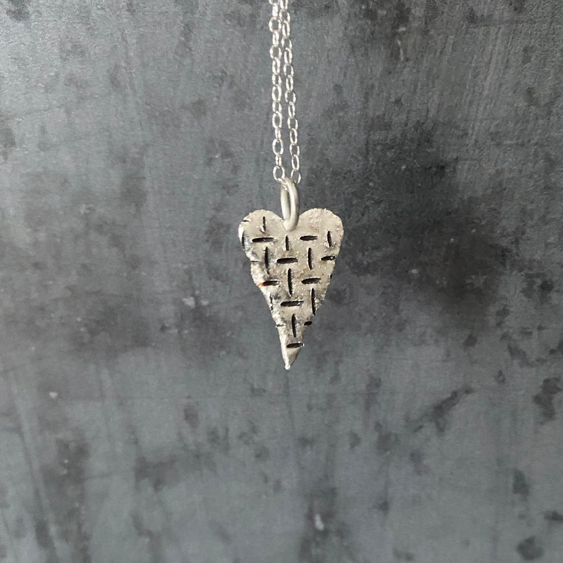 Textured Sterling Silver Heart Pendant - MaisyPlum