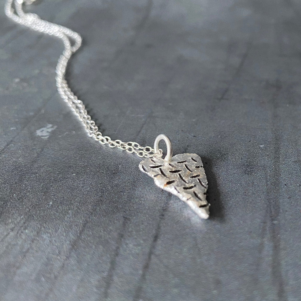 Textured Sterling Silver Heart Pendant - MaisyPlum